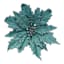 Teal Poinsettia Clip, 9.4"