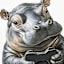 Gamer Hippo Canvas Wall Art, 12x16
