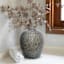 Grey Embossed Ceramic Vase, 11.4"