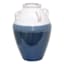 White and Blue Ceramic Vase with Handles, 13.4"