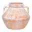 Frosted Salmon Washed Ceramic Vase with Handles, 8.7"