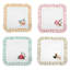 Set of 4 Ruffle Floral Embroidered Cocktail Napkins, 6"