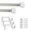 Preston 1" Clear & Silver Round Curtain Rod, 72-120"