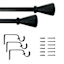 1" Black Textured Cone Curtain Rod, 18-36"
