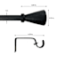 1" Black Textured Cone Curtain Rod, 18-36"