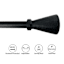 1" Black Textured Cone Curtain Rod, 36-72"