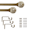 1" Wood Finish Etched Ball Curtain Rod, 36-72"
