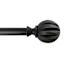 1" Black Flute Ball Curtain Rod, 72-120"