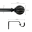 1" Black Flute Ball Curtain Rod, 72-120"