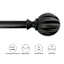 1" Black Flute Ball Curtain Rod, 72-120"