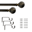 1" Bronze Etched Leaf Ball Curtain Rod, 72-120"