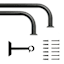 7/8" Black Room Darkening French Curtain Rod, 34-112"