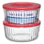 Anchor Hocking 4-Piece 7-Cup Round Sculpted Food Storage Containers with Red Snugfit Lids