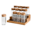REAL SIMPLE Set of 12 Spice Jars with Tiered Acacia Wood Rack