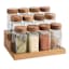 REAL SIMPLE Set of 12 Spice Jars with Tiered Acacia Wood Rack