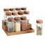 REAL SIMPLE Set of 12 Spice Jars with Tiered Acacia Wood Rack