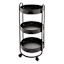 REAL SIMPLE 3-Tier Round Metal Rolling Cart, Black