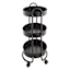 REAL SIMPLE 3-Tier Round Metal Rolling Cart, Black