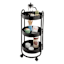 REAL SIMPLE 3-Tier Round Metal Rolling Cart, Black