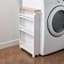 REAL SIMPLE 3-Shelf Slim Storage Cart with Bamboo Top, White