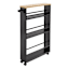 REAL SIMPLE 3-Shelf Slim Storage Cart with Bamboo Top, Black