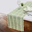 Green Scallop Woven Stripe Table Runner, 14x72