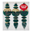 3-Count Green Flocked Ornaments, 7.5"