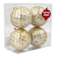 4-Count Gold & White Glittered Ornaments, 4"