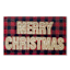 Red Buffalo Plaid Carved Merry Christmas Coir Mat, 18x30