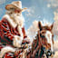 Framed Western Santa Claud Canvas Wall Art, 23x29