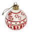 Ceramic Red & Ivory Ornate Pattern Ornament, 3"