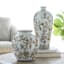 Brown Floral Ceramic Vase, 10"