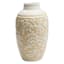 Natural Embossed Flower Ceramic Vase, 11"
