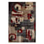 (B142) Modern Beige & Red Abstract Area Rug, 5x7
