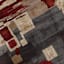 (B142) Modern Beige & Red Abstract Area Rug, 5x7