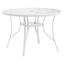 Woodhill Round Wavy Glass Patio Dining Table, White