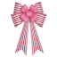 Red & Pink Striped Hanging Bow Decor, 25"