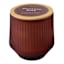 Cinnamon Stick Scented Deep Red Frosted Ribbed Glass Candle with Wood Lid, 8oz