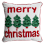 Merry Christmas Embroidered Throw Pillow with Trees, 18"