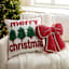 Merry Christmas Embroidered Throw Pillow with Trees, 18"
