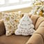 Neutral Tree Shaped Throw Pillow with Gold Sequins, 15"