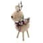 Homespun Red Brown Deer with Bow Ornament, 7.48"