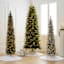 (A24) Pre-Lit LED Flocked Slim Summit Fir Pencil Christmas Tree, 6.5'