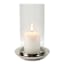 Glass Candle Holder with Silver Base, 8.7"