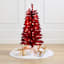 (A11) Pre-Lit Red Tinsel Christmas Tree, 4'
