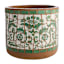 Handcrafted Green & White Mosaic Round Outdoor Planter, Small
