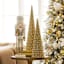 Gold & Pearl Beaded Cone Tree, 14"
