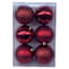 6-Count Burgundy Mix Shatterproof Ornaments, 100mm