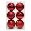 6-Count Red Mix Shatterproof Ornaments, 100mm