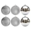 6-Count Silver Mix Shatterproof Ornaments, 100mm